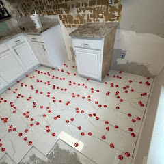 Tile floor preparation after slab leak repair