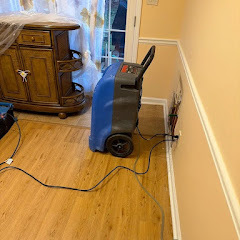 Professional water damage drying equipment in home